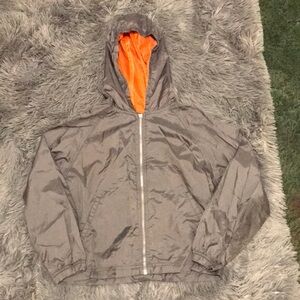 Kids Gray Windbreaker with Orange Lining